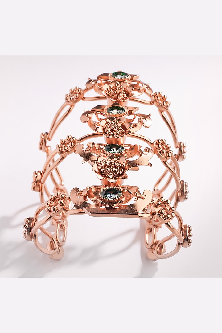 Gold Plated Blue Crystal Cuff by Suhani Pittie at Pernia's Pop Up Shop