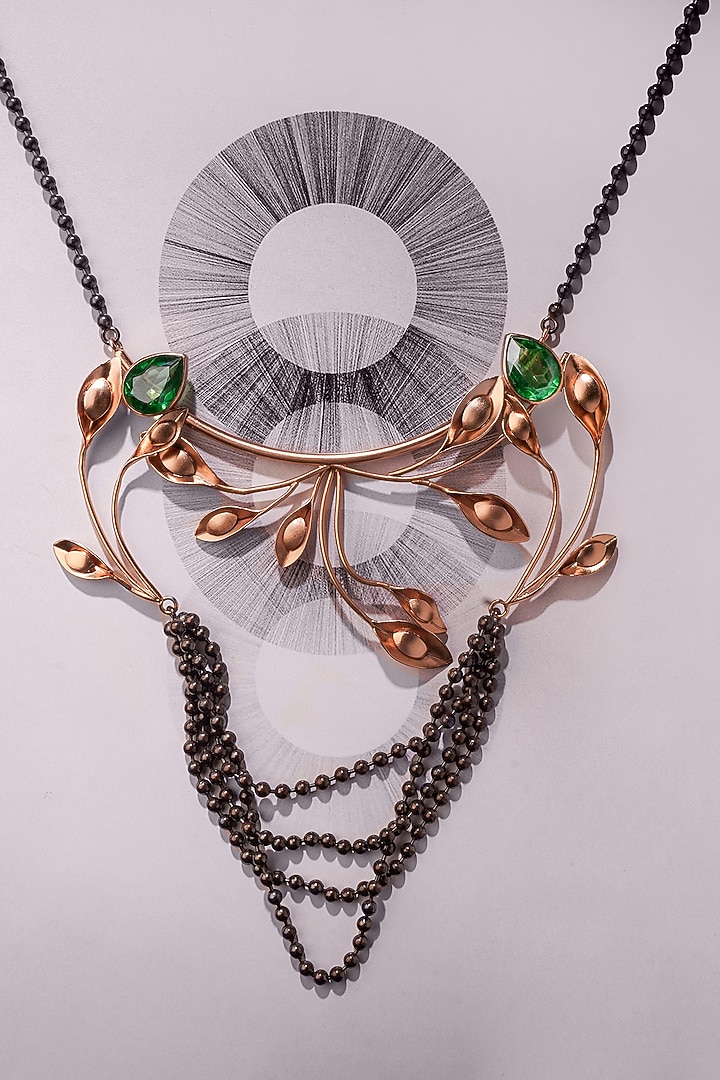 Gold Plated Green Crystal Necklace by Suhani Pittie at Pernia's Pop Up Shop