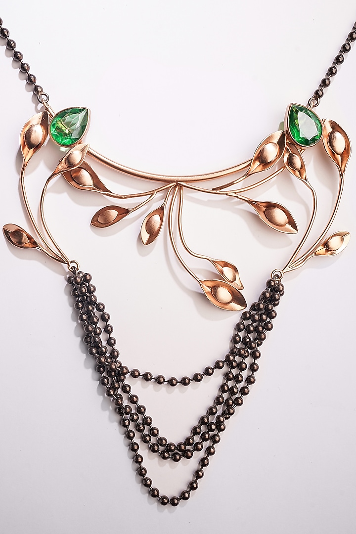 Gold Plated Green Crystal Necklace by Suhani Pittie at Pernia's Pop Up Shop