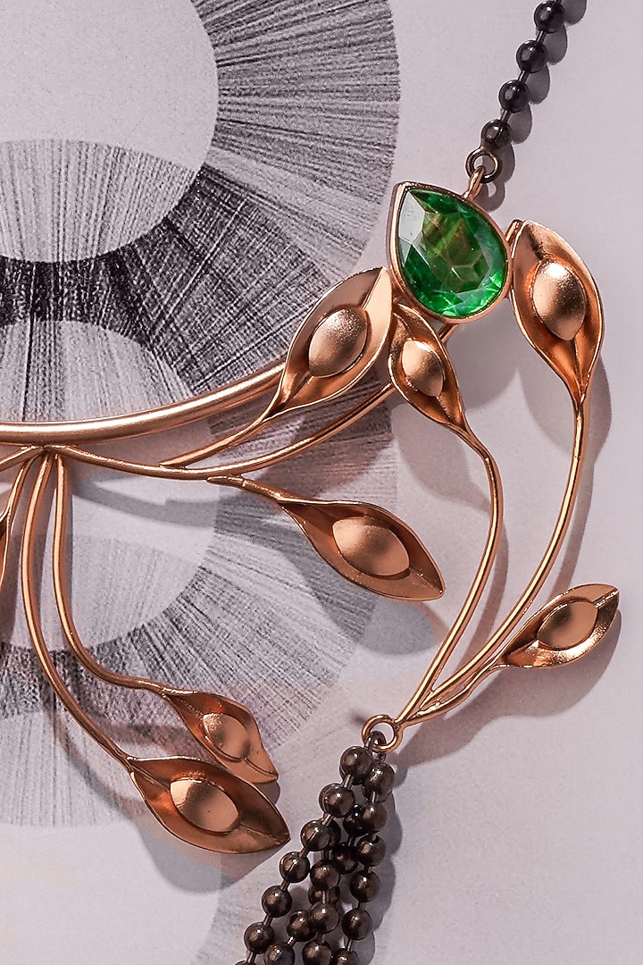 Gold Plated Green Crystal Necklace by Suhani Pittie at Pernia's Pop Up Shop