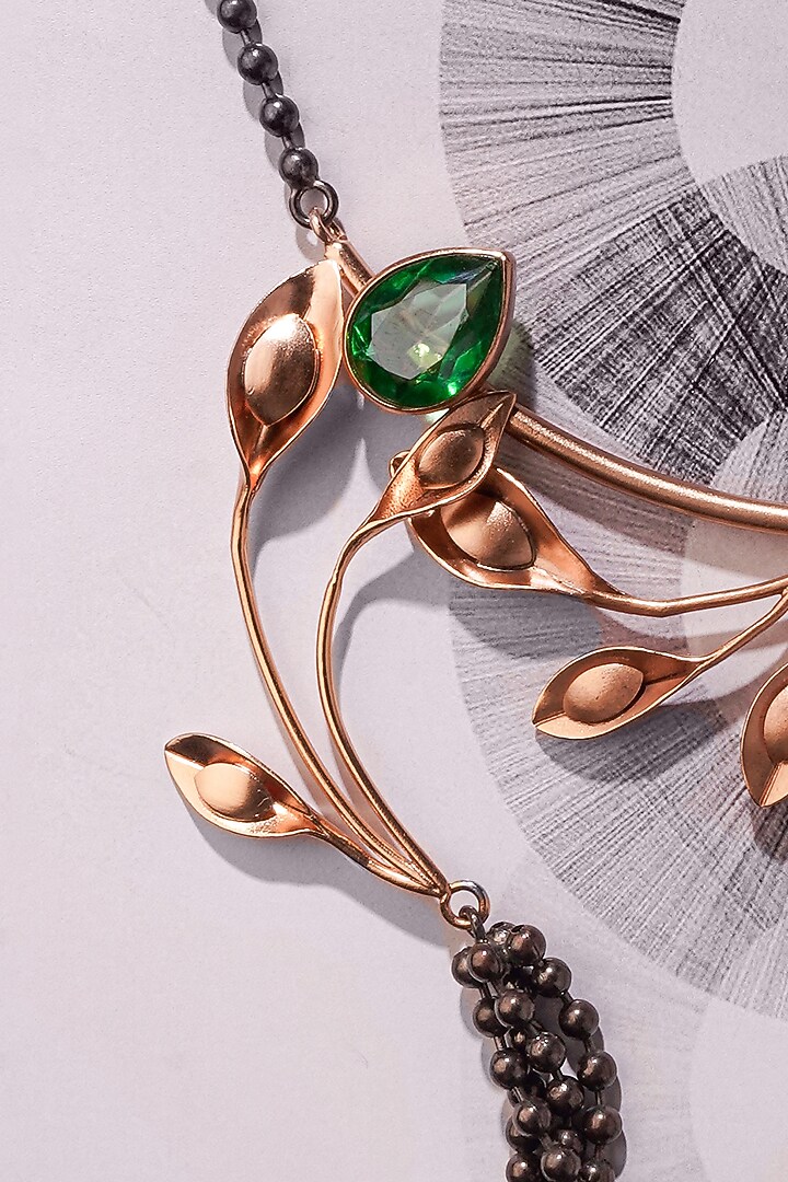 Gold Plated Green Crystal Necklace by Suhani Pittie at Pernia's Pop Up Shop