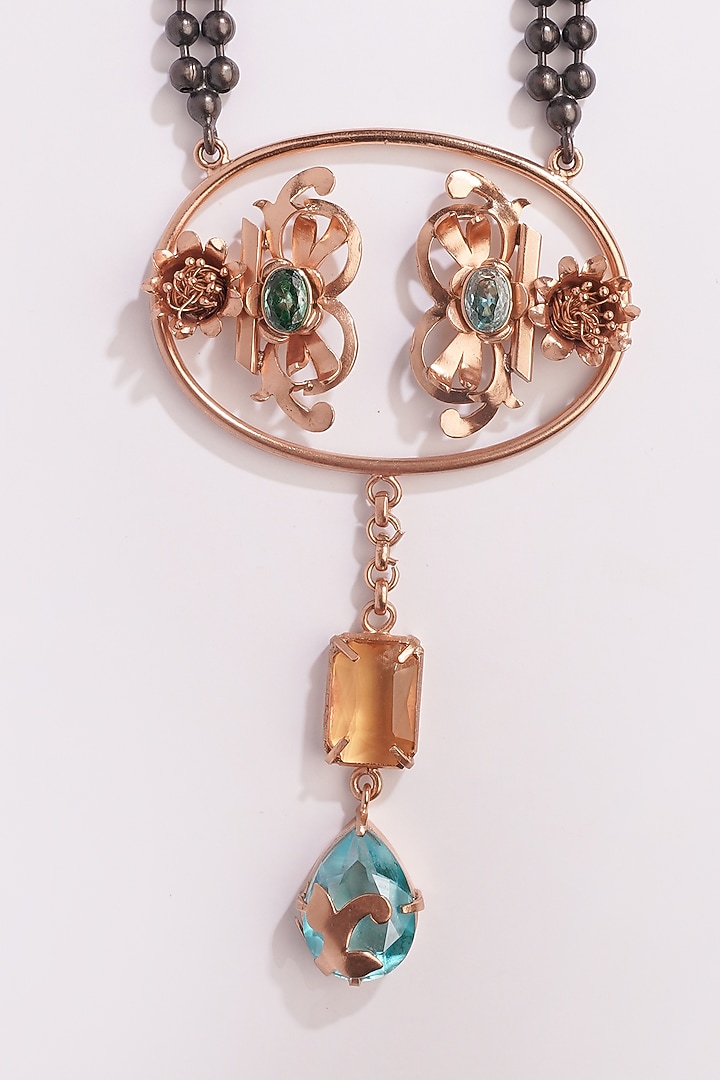 Gold Plated Blue Crystal & Citrine Necklace by Suhani Pittie at Pernia's Pop Up Shop