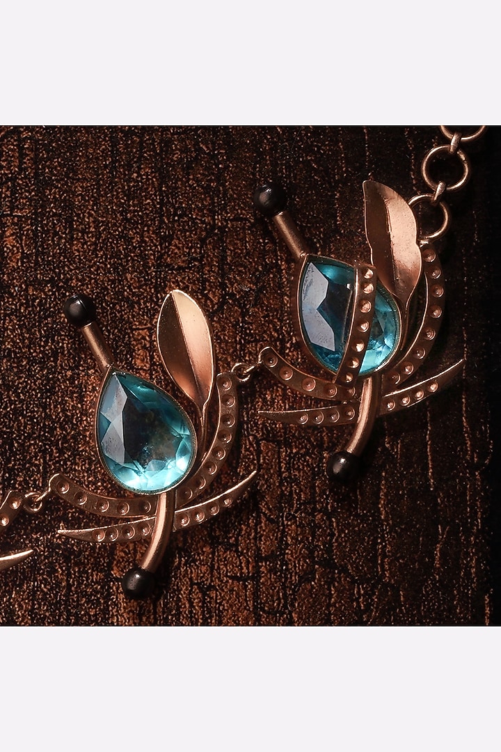 Gold Plated Blue Crystal Necklace by Suhani Pittie at Pernia's Pop Up Shop