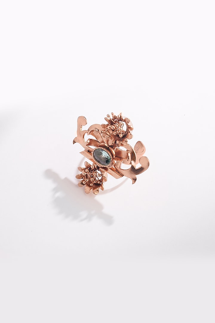 Gold Plated Green Crystal Ring by Suhani Pittie at Pernia's Pop Up Shop