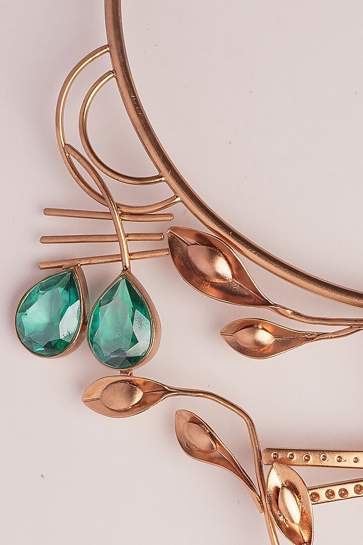 Gold Plated Green & Red Crystal Necklace by Suhani Pittie at Pernia's Pop Up Shop