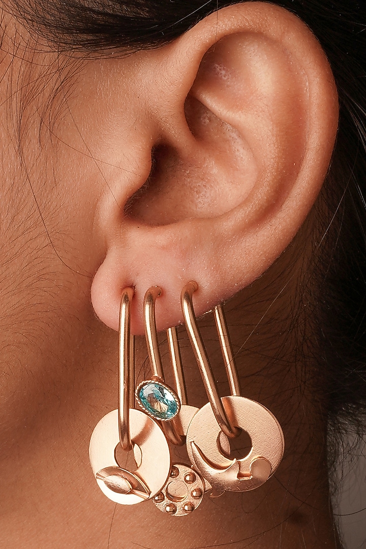 Gold Plated Blue Crystal Dangler Earrings by Suhani Pittie at Pernia's Pop Up Shop