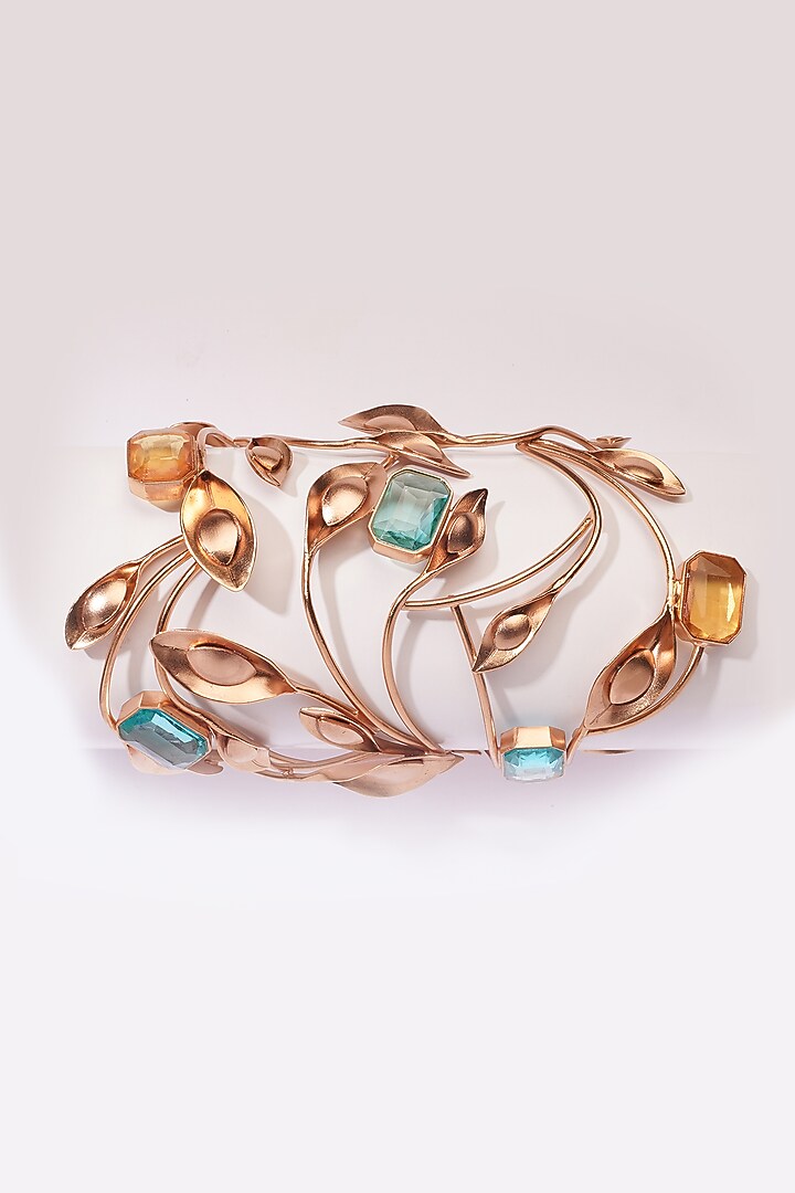 Gold Plated Blue & Yellow Crystal Bracelet by Suhani Pittie at Pernia's Pop Up Shop