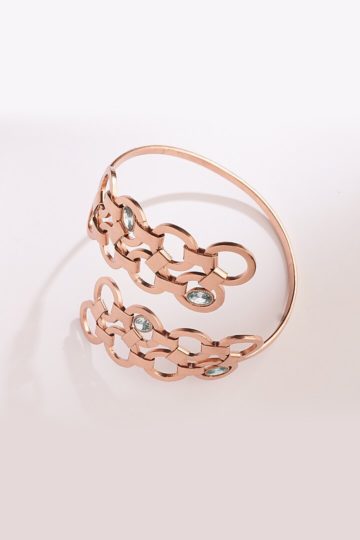 Gold Plated Blue Crystal Cuff by Suhani Pittie at Pernia's Pop Up Shop