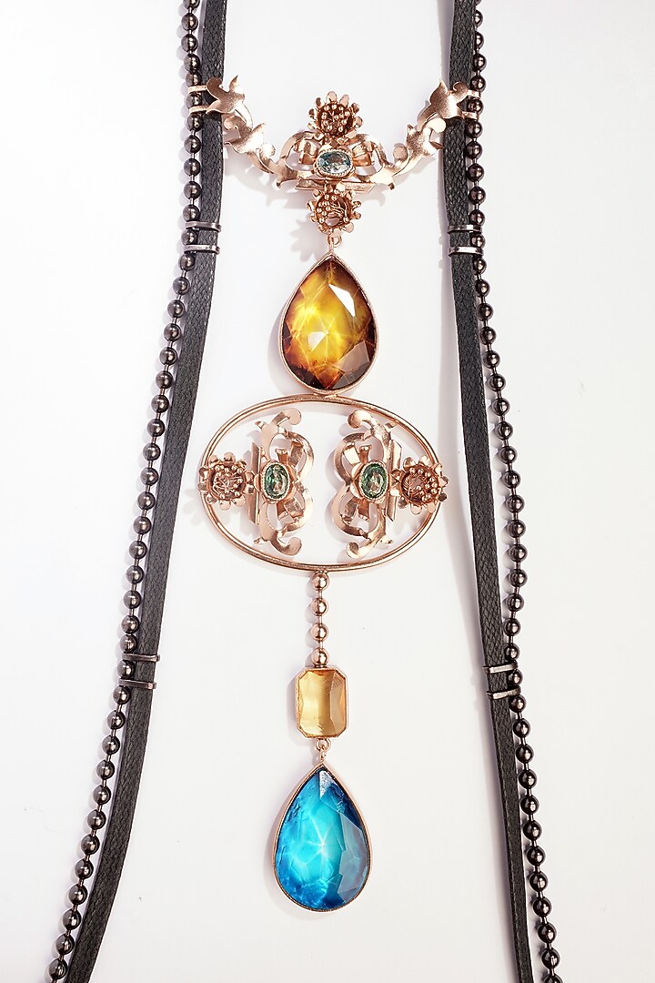 Gold Plated Crystal Necklace by Suhani Pittie at Pernia's Pop Up Shop
