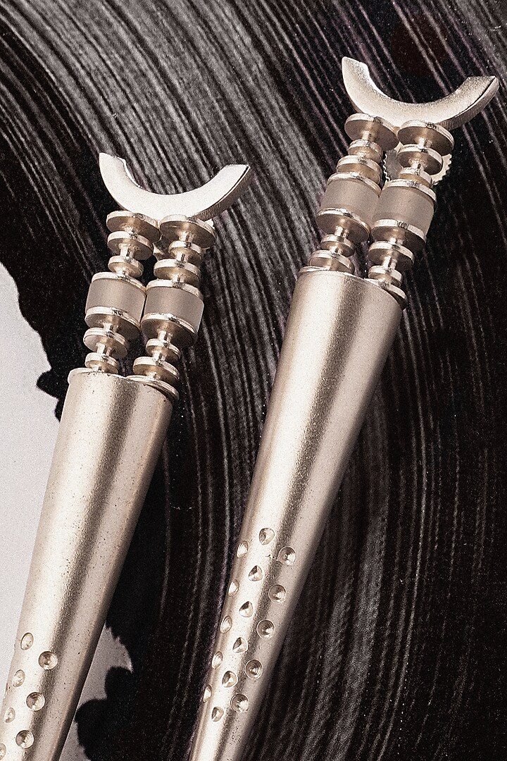 Silver Finish Brass Spike Earrings by Suhani Pittie at Pernia's Pop Up Shop