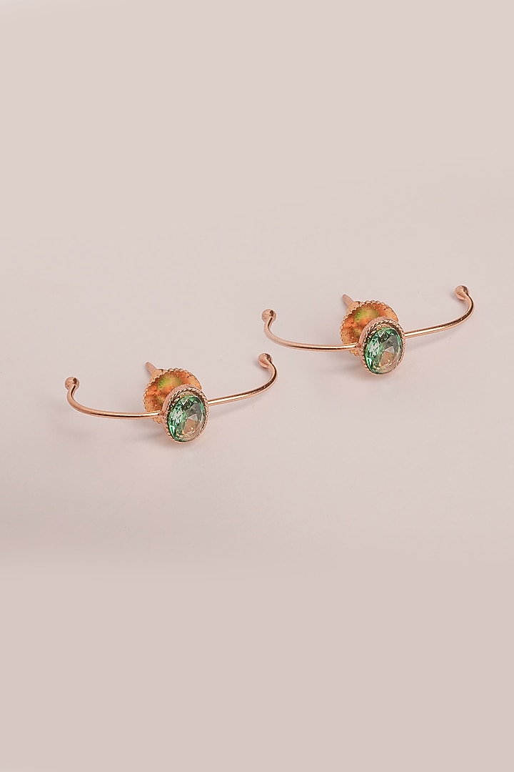 Gold Plated Green Crystal Stud Earrings by Suhani Pittie at Pernia's Pop Up Shop