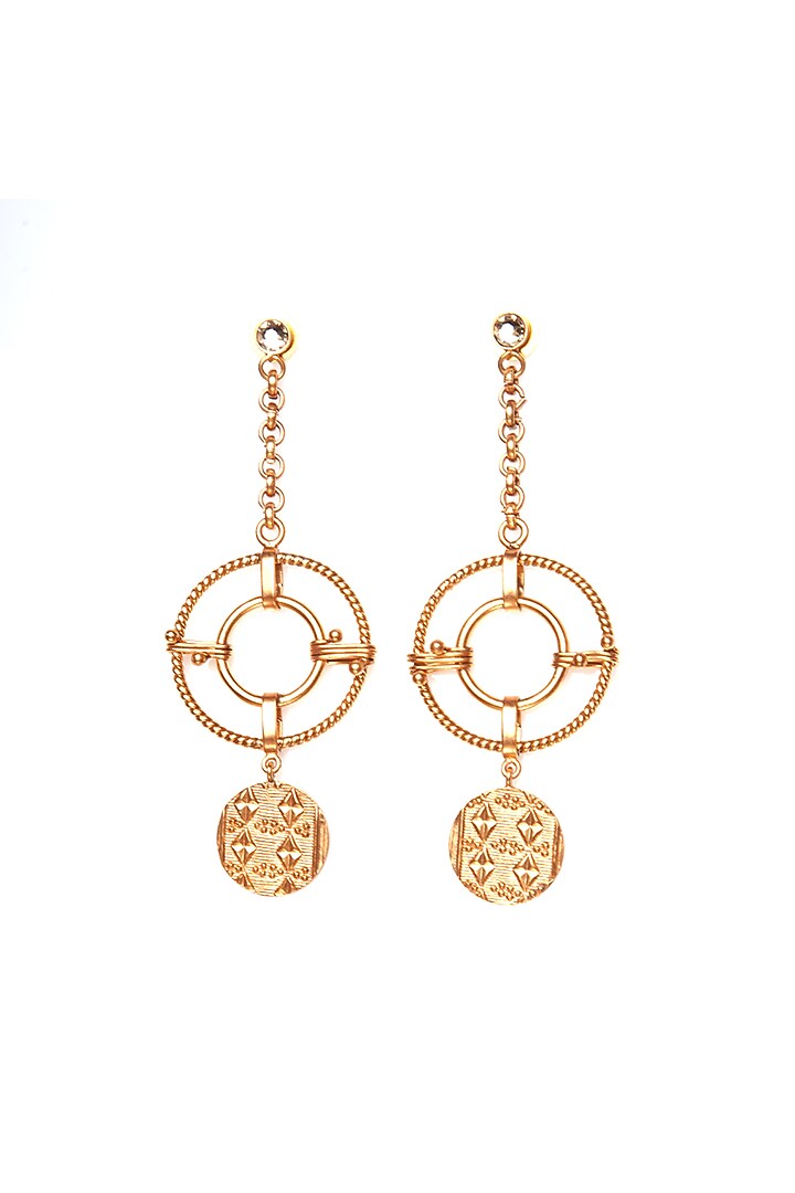 Gold Plated Swarovski Dangler Earrings by Suhani Pittie at Pernia's Pop Up Shop