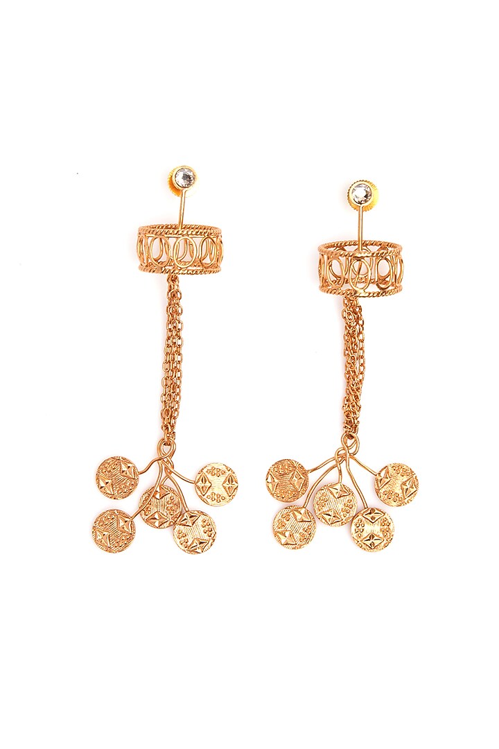 Gold Plated Swarovski Dangler Earrings by Suhani Pittie at Pernia's Pop Up Shop