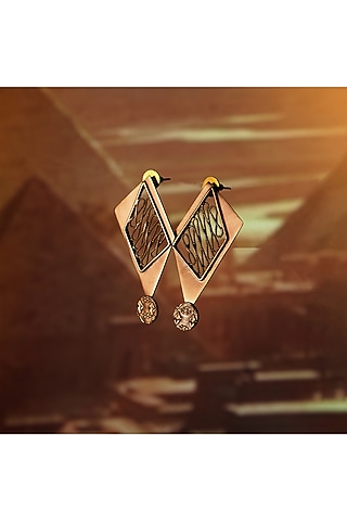 Gold Finish Pyramid Earrings by Suhani Pittie