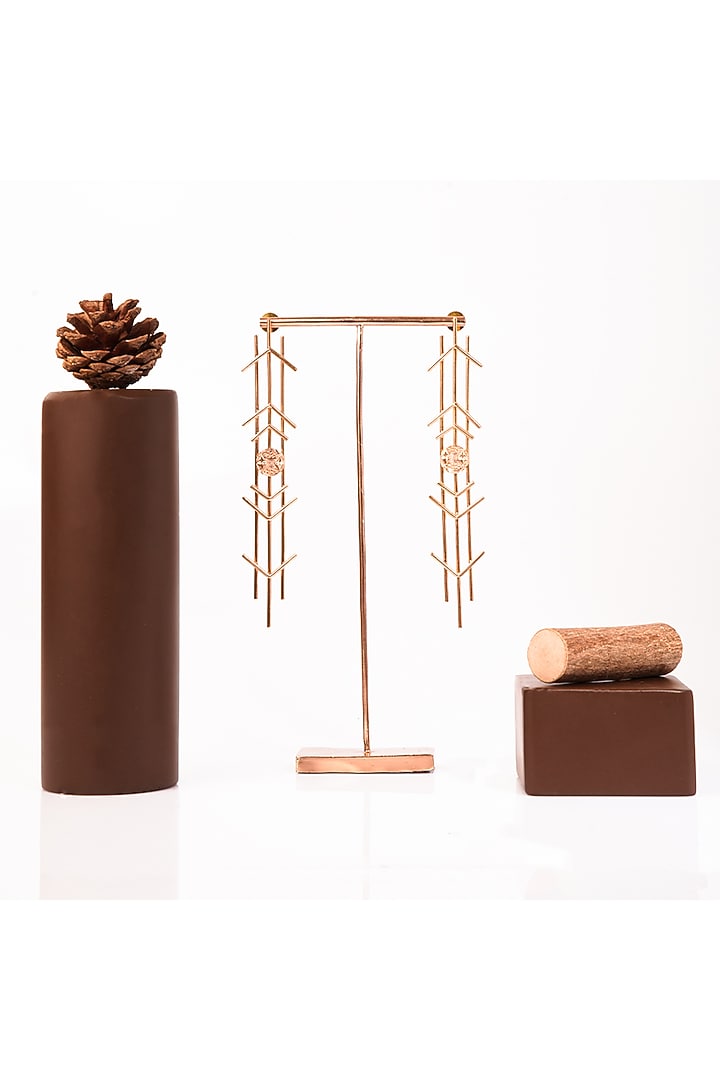 Gold Plated Handmade Earrings In Copper by Suhani Pittie at Pernia's Pop Up Shop