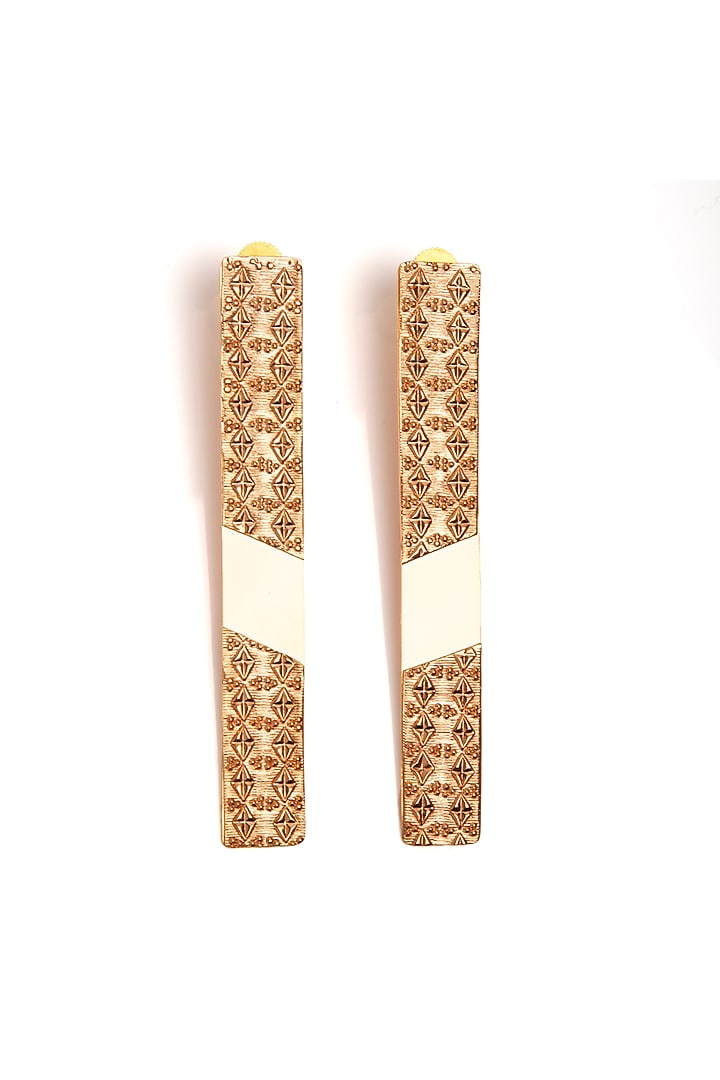 Gold Plated Handmade Dangler Earrings In Copper by Suhani Pittie at Pernia's Pop Up Shop