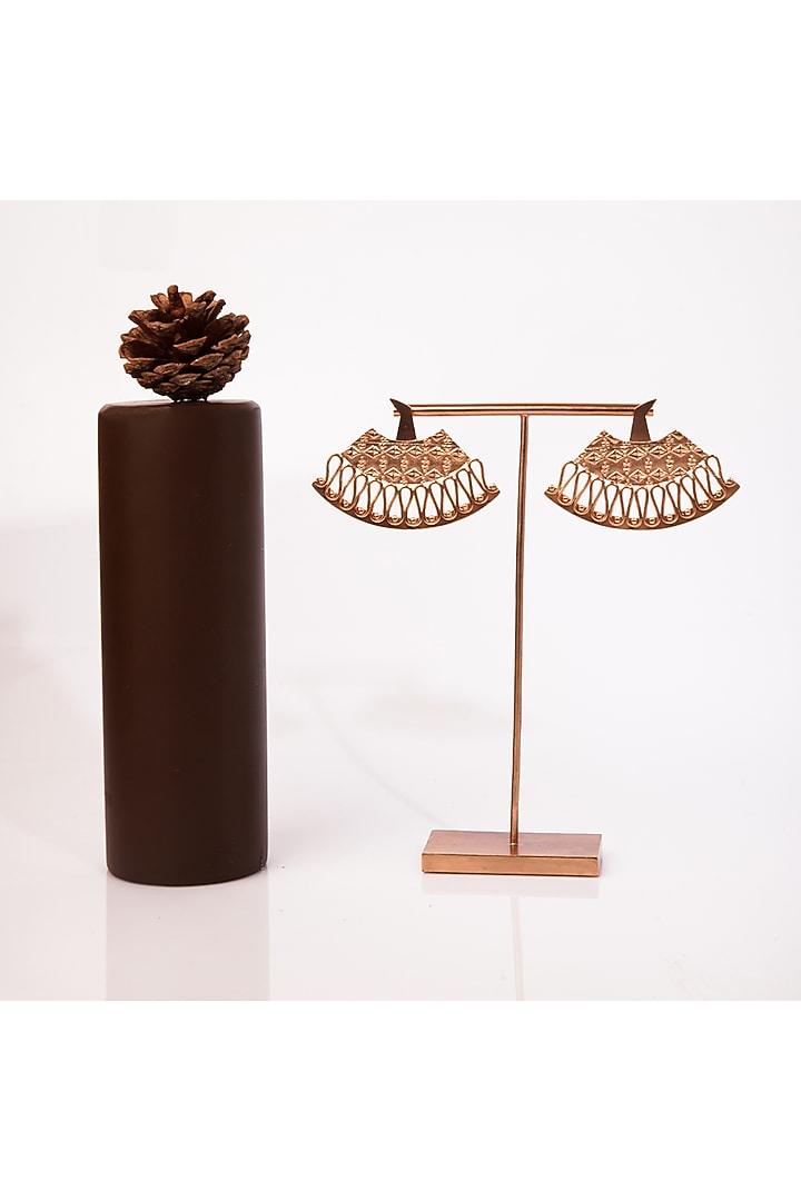 Gold Plated Stud Earrings In Copper by Suhani Pittie at Pernia's Pop Up Shop