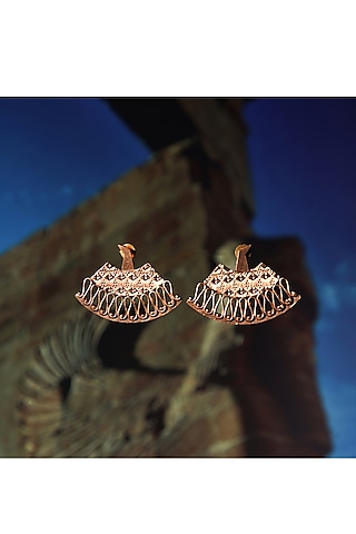 Gold Plated Stud Earrings In Copper by Suhani Pittie