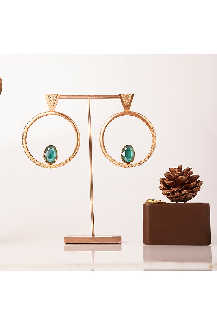 Gold Plated Swarovski Hoop Earrings by Suhani Pittie at Pernia's Pop Up Shop