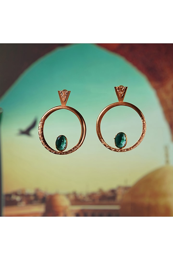 Gold Plated Swarovski Hoop Earrings by Suhani Pittie