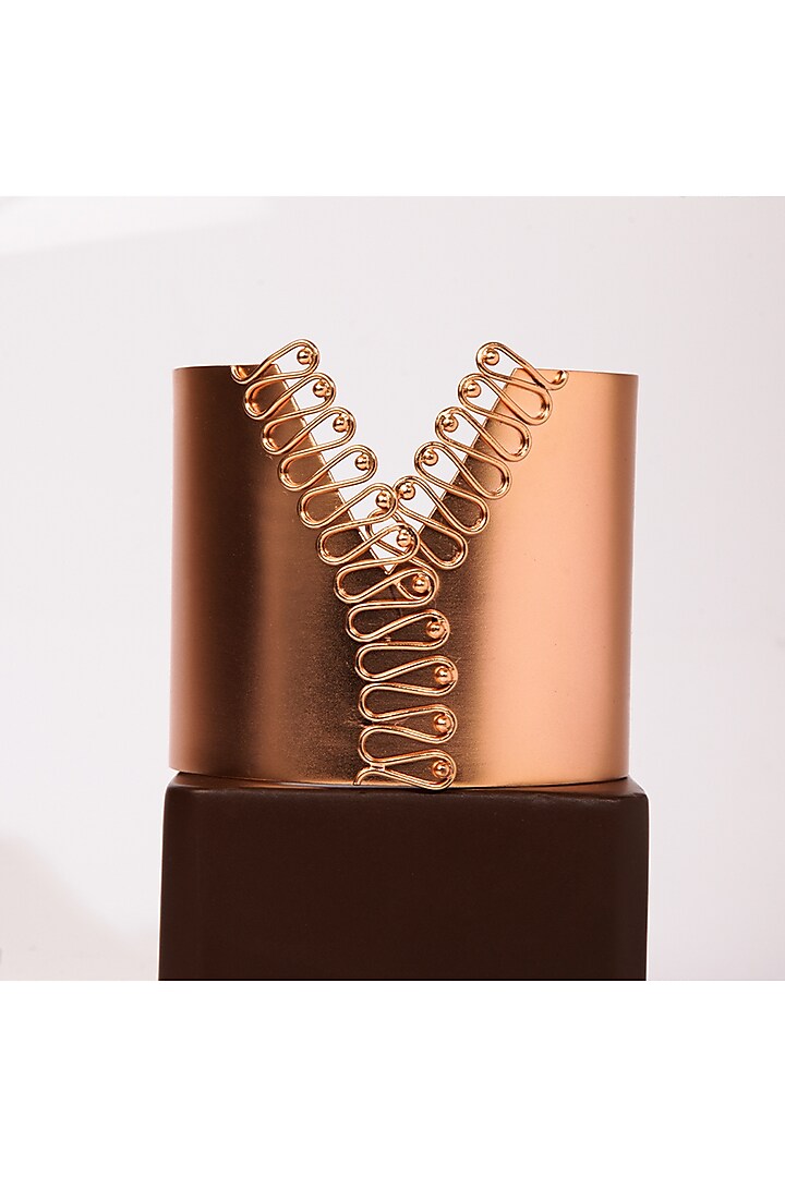 Gold Finish Openable Cuff In Copper by Suhani Pittie