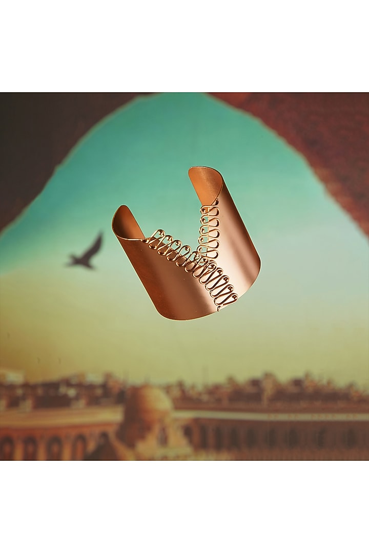 Gold Finish Openable Cuff In Copper by Suhani Pittie at Pernia's Pop Up Shop