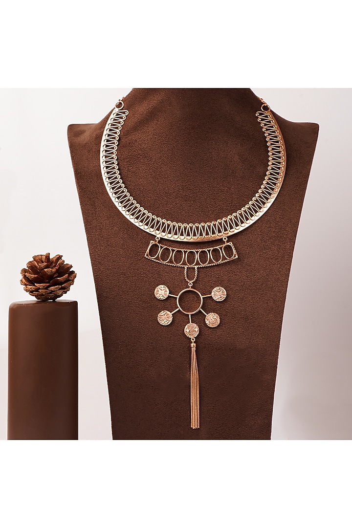 Gold Finish Necklace In Copper by Suhani Pittie at Pernia's Pop Up Shop