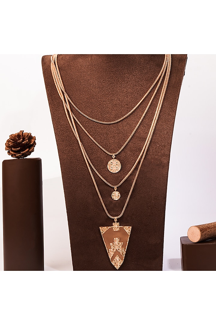 Gold Finish Multi-Layered Long Necklace by Suhani Pittie at Pernia's Pop Up Shop