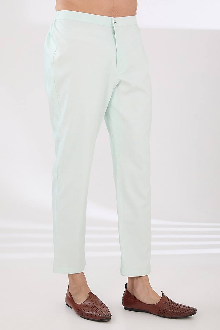 Mint Green Silk Cotton Dori & Gota Embroidered Kurta Set by Sulakshna Jasra at Pernia's Pop Up Shop