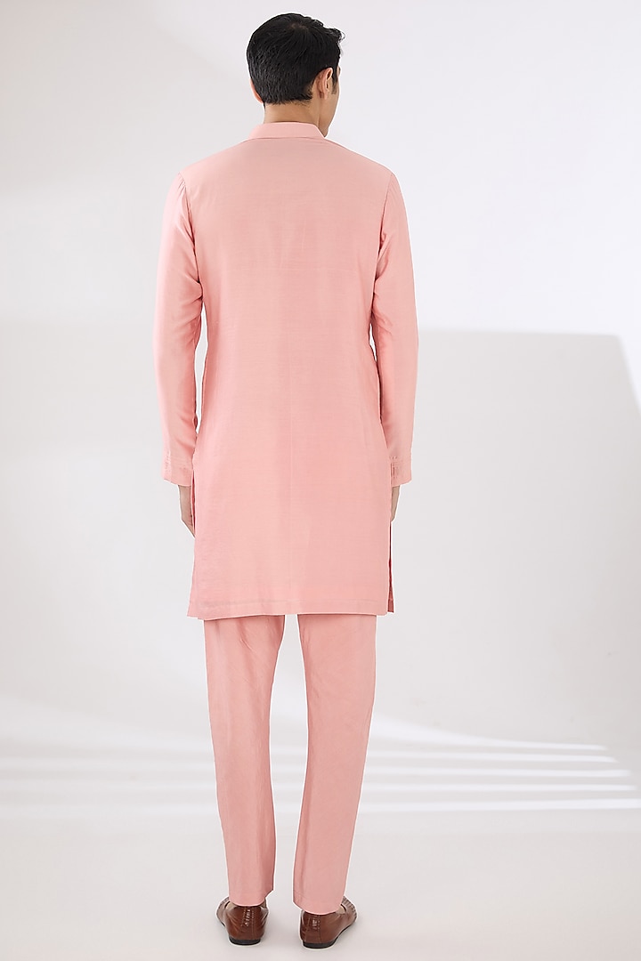 Peach & Yellow Munga Silk Gota Dori Embroidered Bundi Jacket Set by Sulakshna Jasra at Pernia's Pop Up Shop