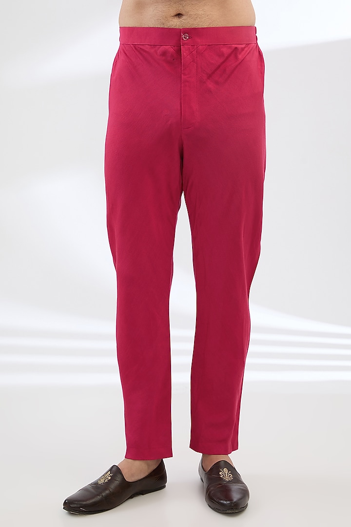 Fuchsia Chanderi Bead Embroidered Kurta Set by Sulakshna Jasra at Pernia's Pop Up Shop