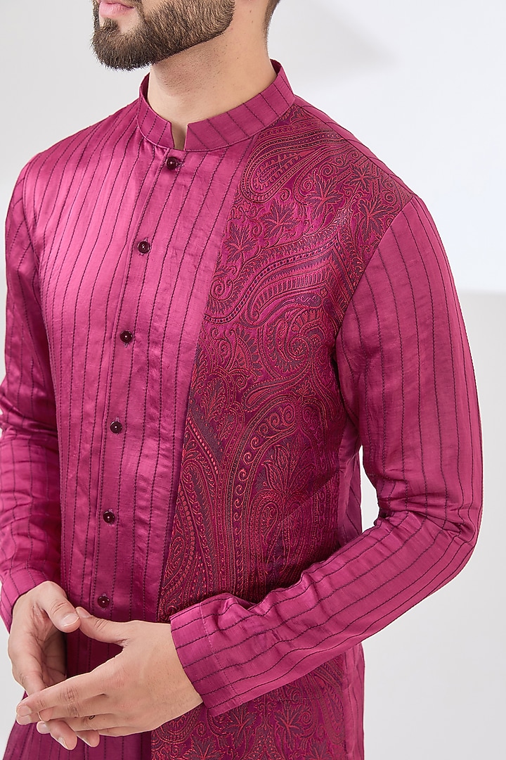 Wine Brocade Kurta Set by Sulakshna Jasra at Pernia's Pop Up Shop