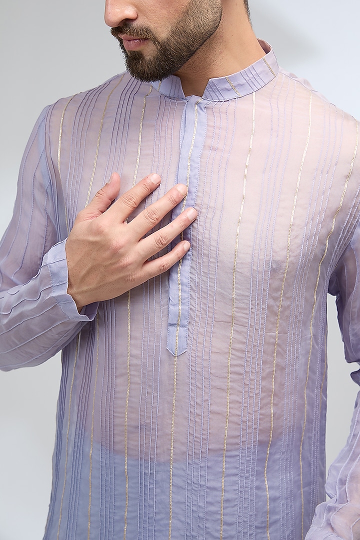 Lavender Organza & Cotton Silk Gota Work Kurta Set by Sulakshna Jasra at Pernia's Pop Up Shop
