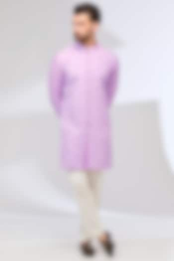 Lavender Cotton Silk Kurta Set by Sulakshna Jasra