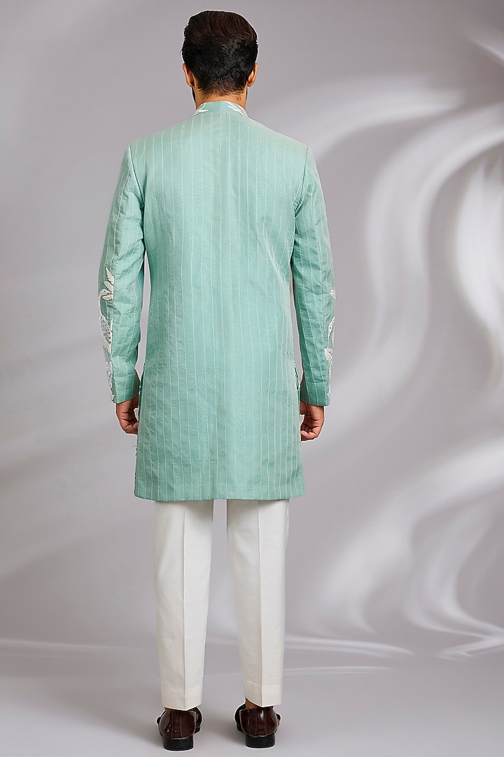 Pastel Green Organza Hand Embroidered Indo-Western Set by Sulakshna Jasra at Pernia's Pop Up Shop