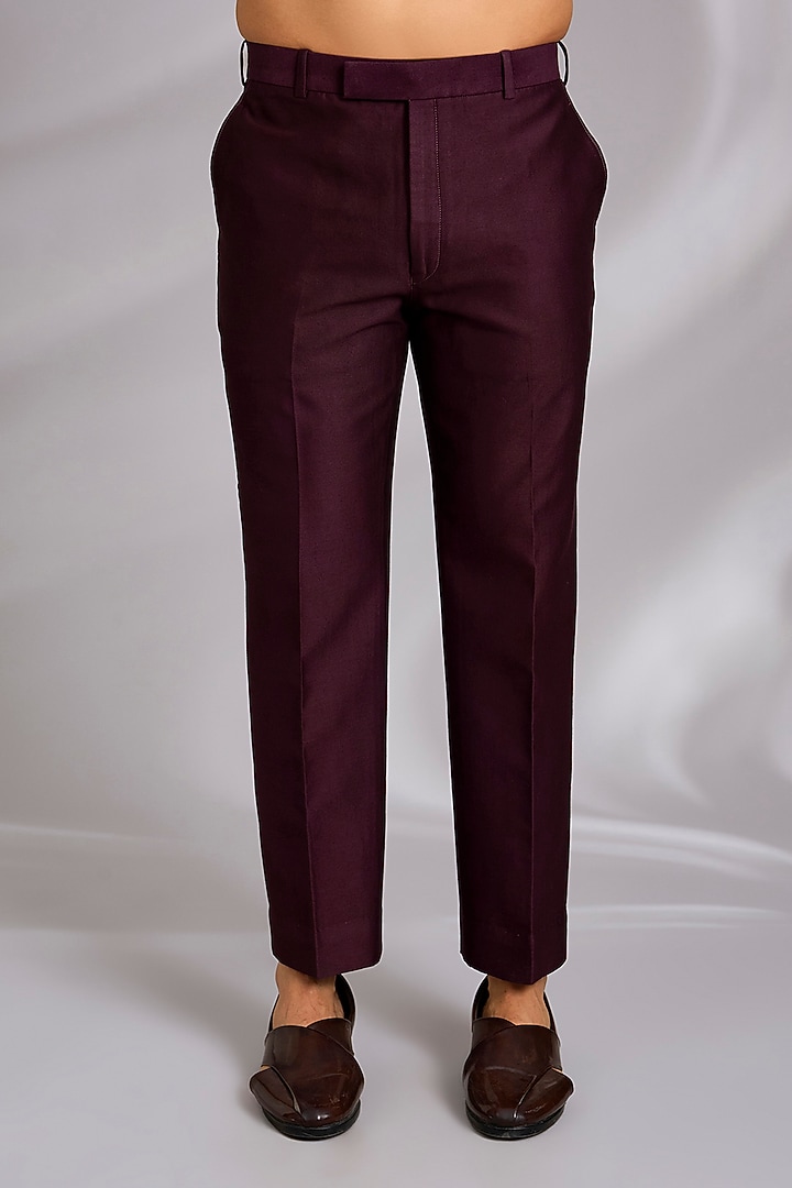 Wine Linen Hand Embroidered Indo-Western Set by Sulakshna Jasra at Pernia's Pop Up Shop