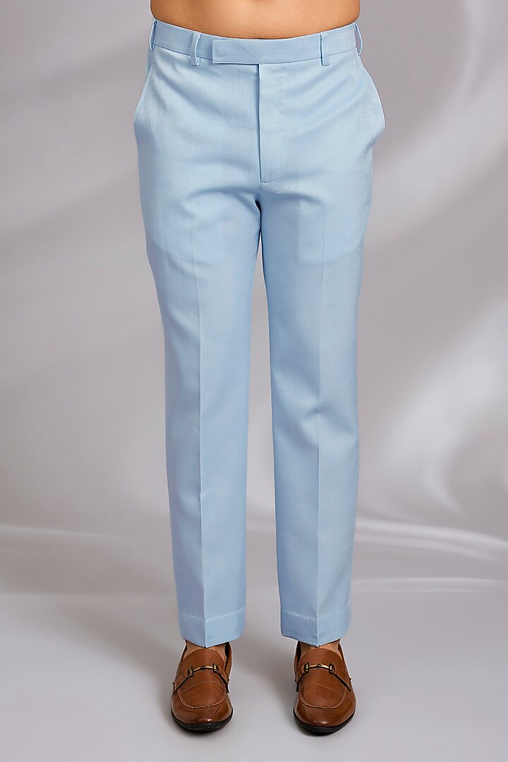 Powder Blue Sandwash Thread Embroidered Indo-Western Set by Sulakshna Jasra at Pernia's Pop Up Shop