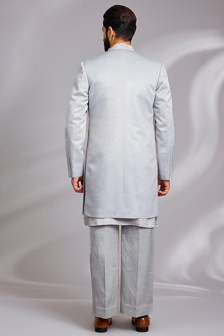 Pista Green Tissue Threadwork Indo-Western Set by Sulakshna Jasra at Pernia's Pop Up Shop