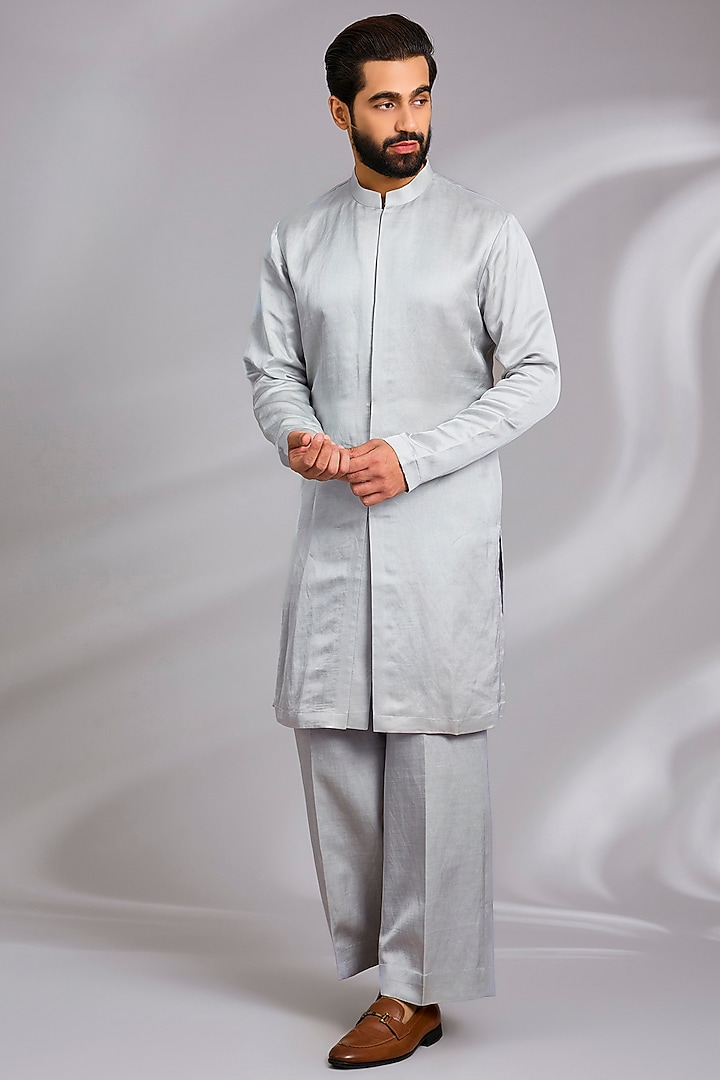Pista Green Tissue Threadwork Indo-Western Set by Sulakshna Jasra at Pernia's Pop Up Shop