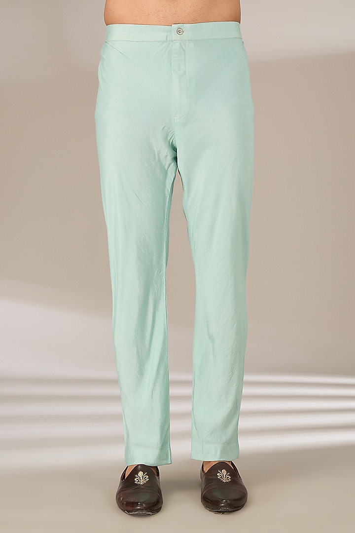 Sea Green Chanderi Gota Patti Embroidered Pleated Kurta Set by Sulakshna Jasra at Pernia's Pop Up Shop