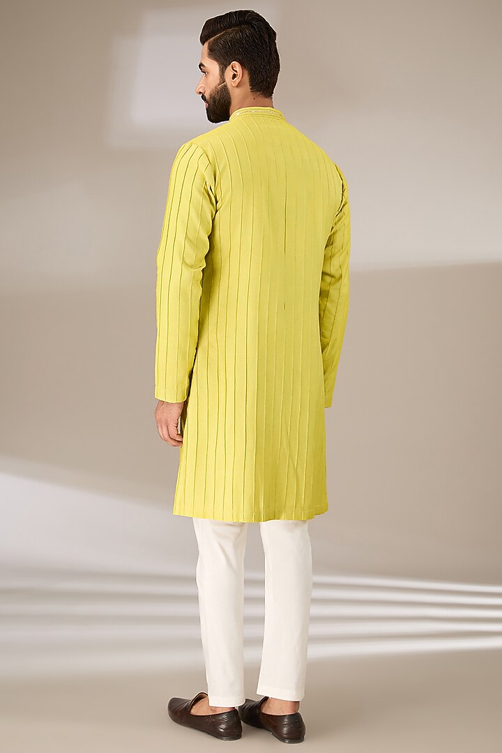 Lime Green Modal Cotton Gota Embroidered Kurta Set by Sulakshna Jasra at Pernia's Pop Up Shop