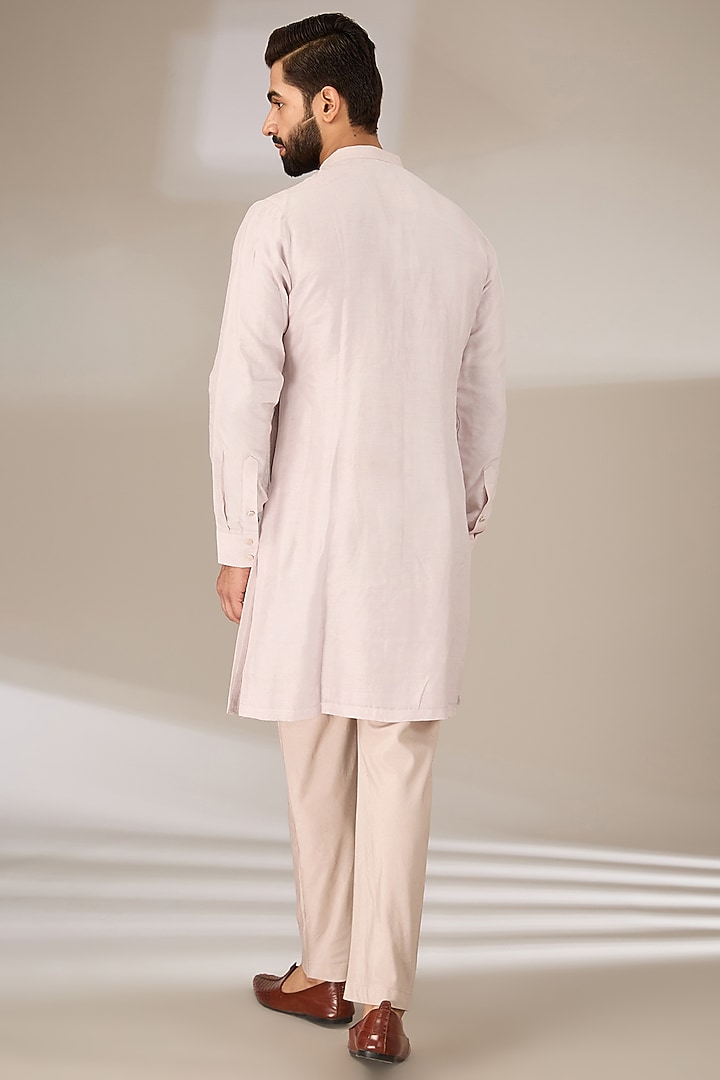Pink Silk Blend Brush Painted Kurta Set by Sulakshna Jasra at Pernia's Pop Up Shop