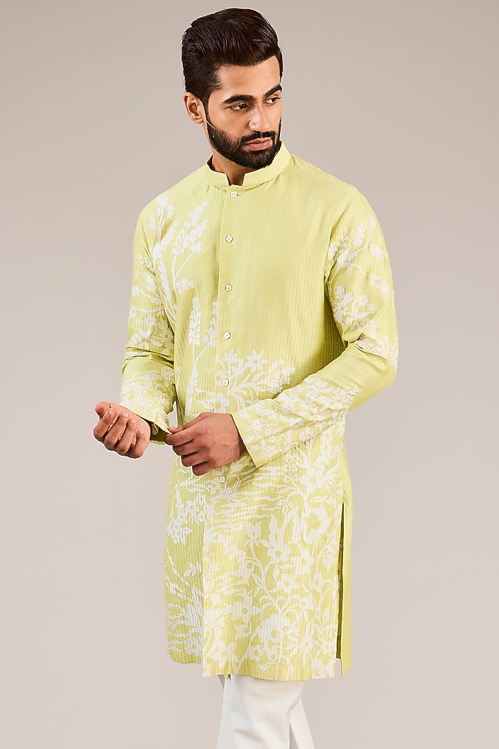 Green Chanderi Patchwork Kurta Set by Sulakshna Jasra at Pernia's Pop Up Shop