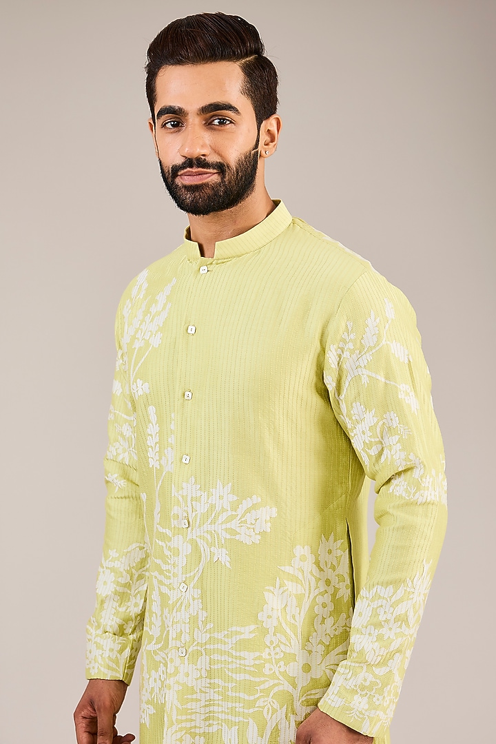 Green Chanderi Patchwork Kurta Set by Sulakshna Jasra at Pernia's Pop Up Shop