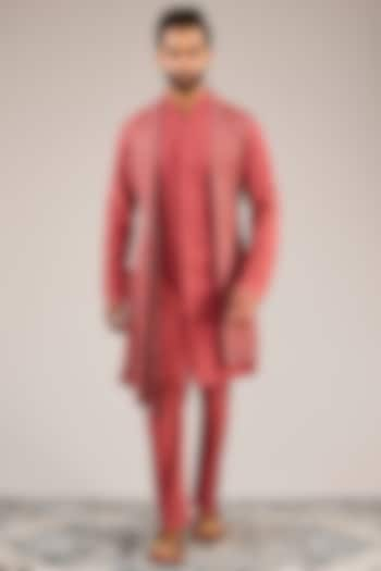 Rust Cotton Tussar Threadwork Kurta Set by Sulakshna Jasra at Pernia's Pop Up Shop