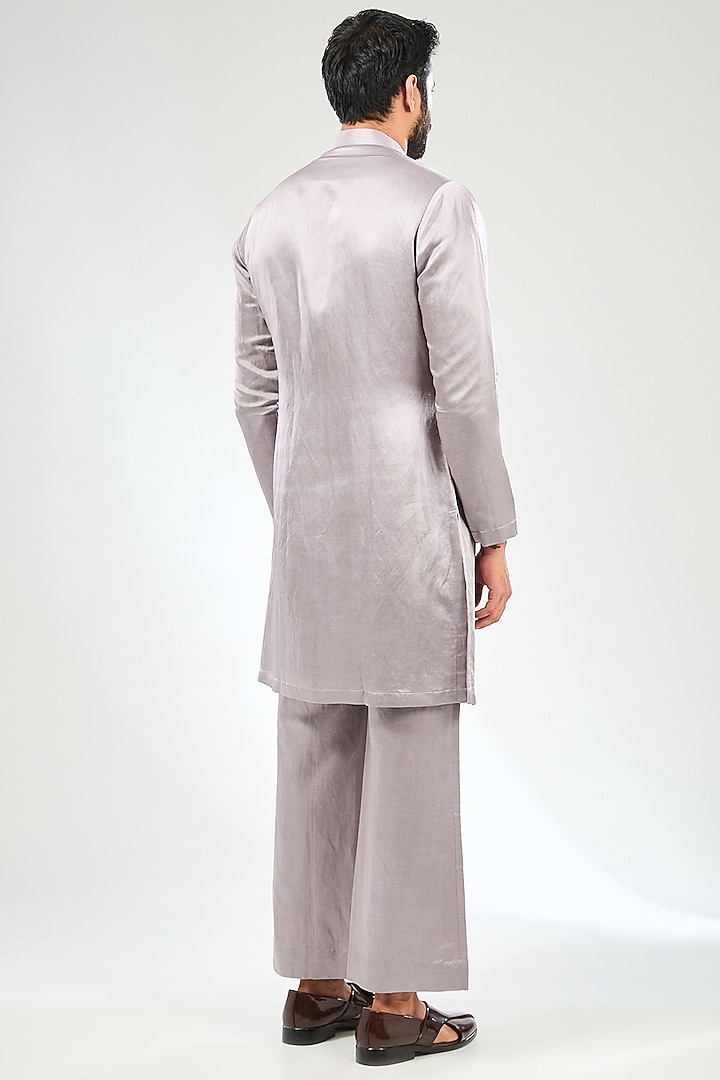 Dusty Lilac Satin Hand Embroidered Wedding Indowestern Set by Sulakshna Jasra at Pernia's Pop Up Shop