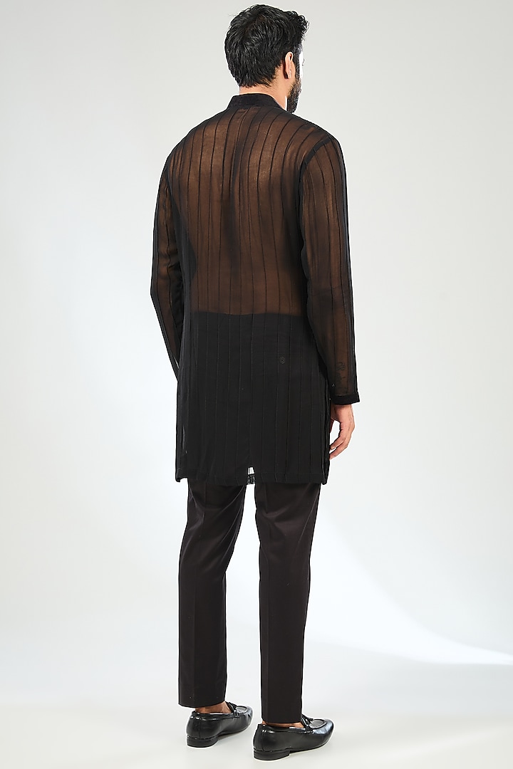 Black Velvet Hand Embroidered Wedding Indowestern Set by Sulakshna Jasra at Pernia's Pop Up Shop