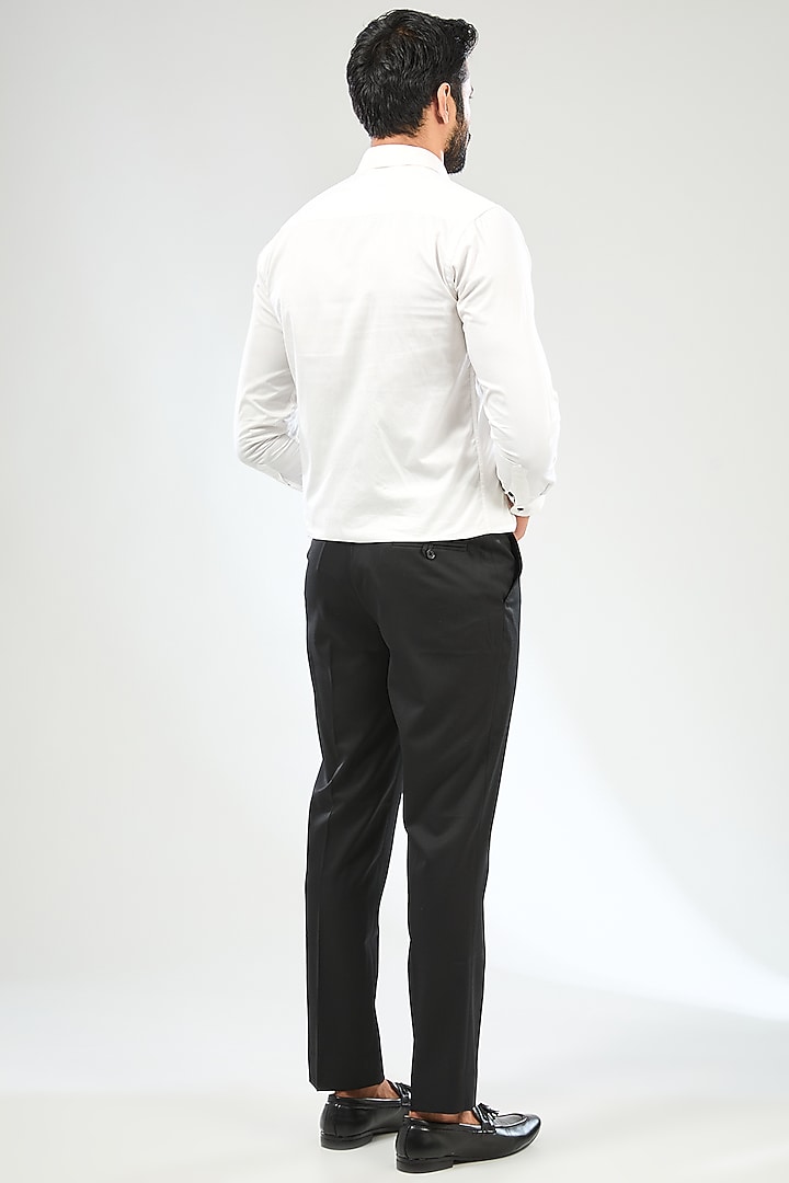 Black Japanese Crepe Hand Embroidered Tuxedo Set by Sulakshna Jasra at Pernia's Pop Up Shop