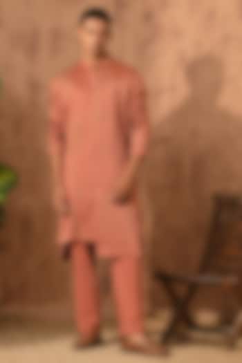 Rust Chanderi Pittawork Kurta Set by Sulakshna Jasra at Pernia's Pop Up Shop