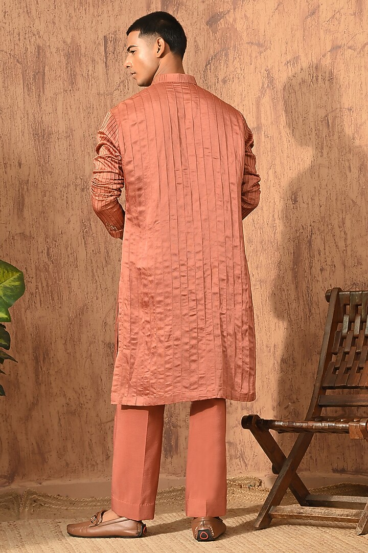 Rust Chanderi Pittawork Kurta Set by Sulakshna Jasra at Pernia's Pop Up Shop